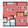 八十嶋マンション 2LDKの間取り