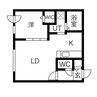 Alta Marea月寒中央 1LDKの間取り
