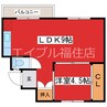 ビレッジハウス福住3号棟 1LDKの間取り