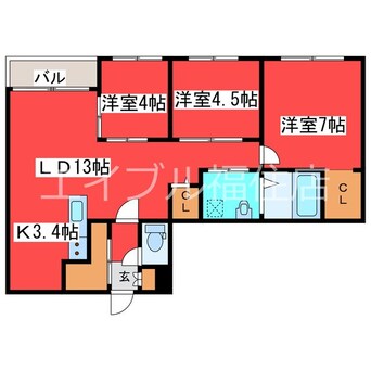 間取図 エフュート福住