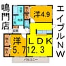 バリュージュⅡ 2LDKの間取り