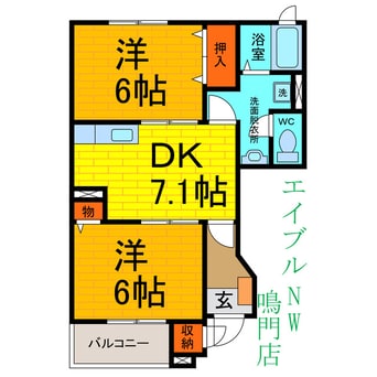 間取図 鳴門市営バス（鳴門市）/高島北 徒歩4分 1階 築26年