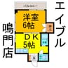 ヴィラ鳴門 1DKの間取り