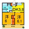 アフロディーテ 2DKの間取り