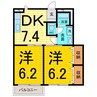 オーブリー鳴門Ａ 2DKの間取り