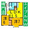 ニューシティー鳴門3号館 2LDKの間取り