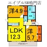 バリュージュⅢ 2LDKの間取り