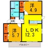 バリュージュⅢ 2LDKの間取り