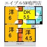 ドミールサニー撫養 3DKの間取り
