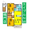 グラース　ヴァイオレット 2LDKの間取り