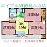 牟岐線/文化の森駅 徒歩19分 4階 築48年 3DKの間取り