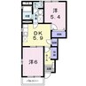 セレッソ十日市B棟 2DKの間取り