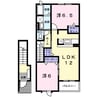 アムールⅠ号館Ⅱ号館 2LDKの間取り