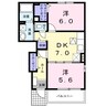 グリーンパルⅡーB 2DKの間取り