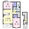 グリーンパルⅡーB 2LDKの間取り