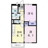 オルキス21 2DKの間取り