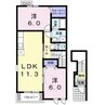 サンシャインＴ Ｂ棟 2LDKの間取り