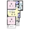 リアンＡ 2DKの間取り