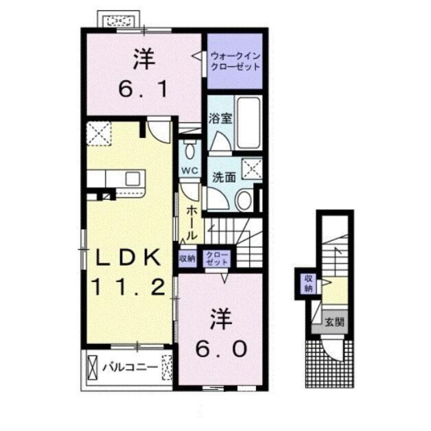 間取図 芸備線/三次駅 徒歩40分 2-2階 築5年