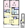 ヴィッラ・フジヤⅨ(9) 2LDKの間取り