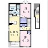 ヒルサイド・ヴィラM　A棟 2LDKの間取り