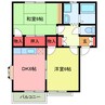 グランディール北坂戸 2DKの間取り