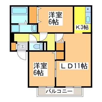 間取図 サンビレッジ八本松南E