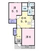 アクアスカイ 2DKの間取り
