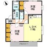 メゾンボナール 2LDKの間取り