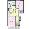 サンシャイン三永 2DKの間取り