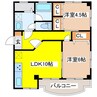 沖ノ原マンション 2LDKの間取り