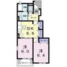 コルティーレＢ 2DKの間取り