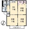 アヴェニールミナガ 3DKの間取り