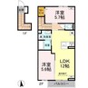 D-ROOM八本松東 2LDKの間取り