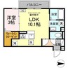 【新築】サンフィットB棟 1LDKの間取り