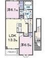 こころテラス 2LDKの間取り