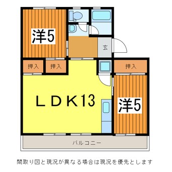 間取図 奥羽本線・山形線/山形駅 徒歩20分 1階 築45年