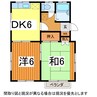 フロントヘルメス北棟 2DKの間取り