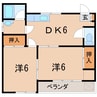 第２コーポオダナカ 2DKの間取り
