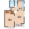 パールメゾン六番館 2Kの間取り
