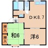 トミーハイツＢ 2DKの間取り