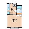 第二若葉荘 1Kの間取り