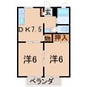 メゾンタカノ 2DKの間取り