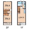 リバービューみどりの杜III 2LDKの間取り