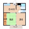 カーサ瀬上 2DKの間取り