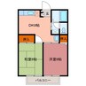 シティハイム杉山 2DKの間取り