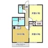 グレイスタウン緑ヶ丘 2DKの間取り
