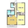 グレイスタウン緑ヶ丘 2DKの間取り