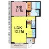 フレスクーラ北島 1LDKの間取り