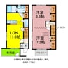 フリューゲル 2LDKの間取り